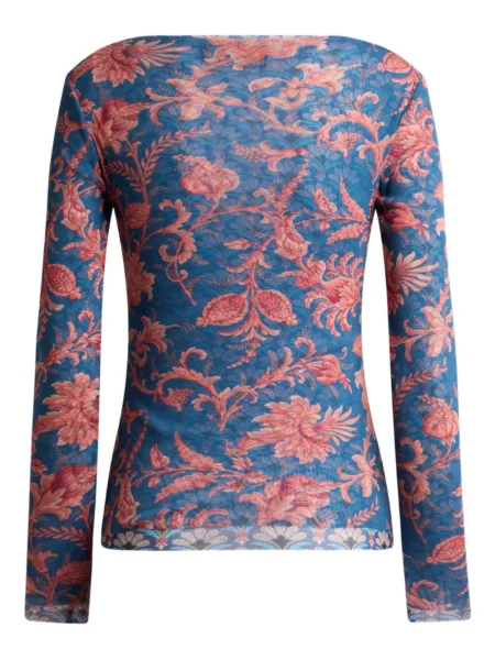 Pulover Etro cu model floral stretch albastru
