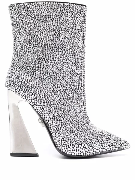 Cizme scurte Philipp Plein de cristal argintiu