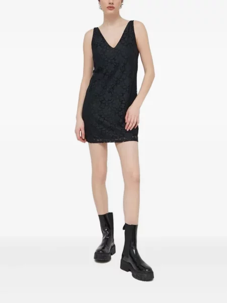 Rochie mini Desigual cu model floral din dantelă de costum negru