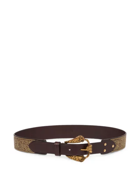 Curea Etro din piele cu imprimeu animal print cu cataramă maro