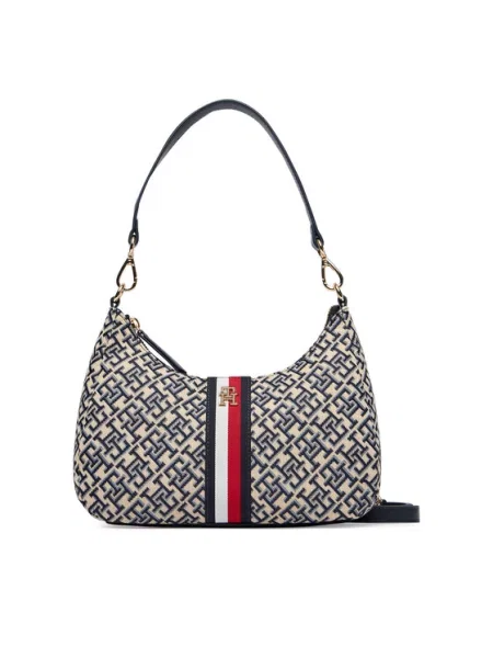 Tommy Hilfiger Torebka Th Jacquard Ess Shoulder Bag niebieski