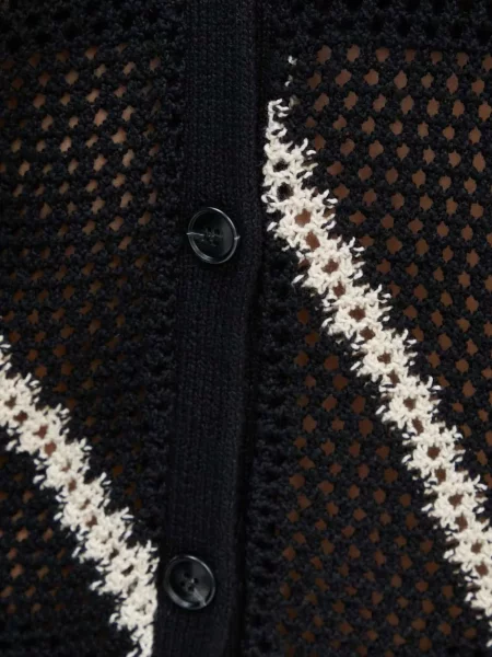 Cardigan Samsøe Samsøe cu dungi scurt negru