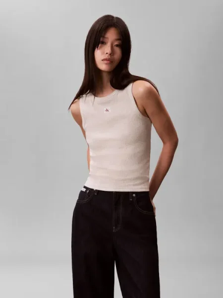Top din denim Calvin Klein Jeans bej