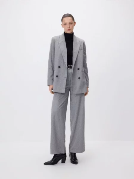 Reserved Двобортний піджак у візерунку «риб’я кістка» темно-сірий сірий