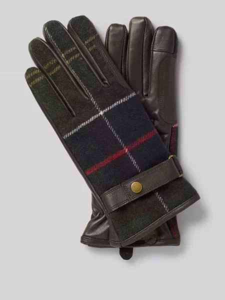 Rękawiczki z mieszanka skóry i wełny Barbour zielone