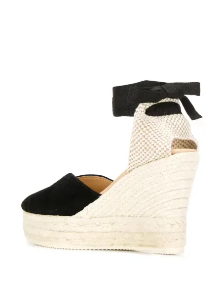 Espadrilky Manebi na klínovém podpatku černé