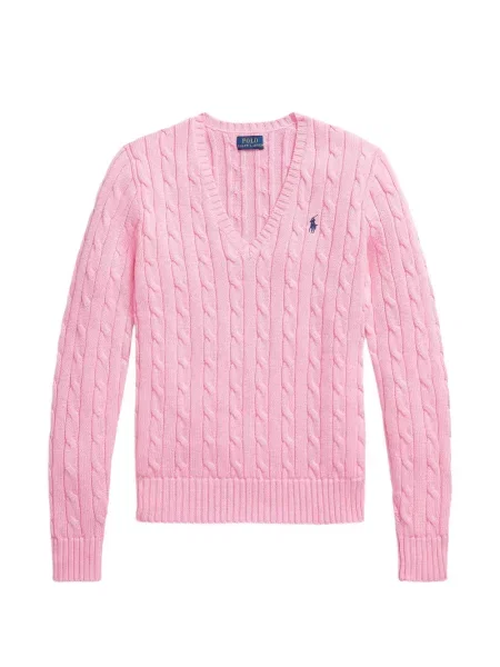Fleece polo Polo Ralph Lauren με κέντημα με λαιμόκοψη v κόκκινο