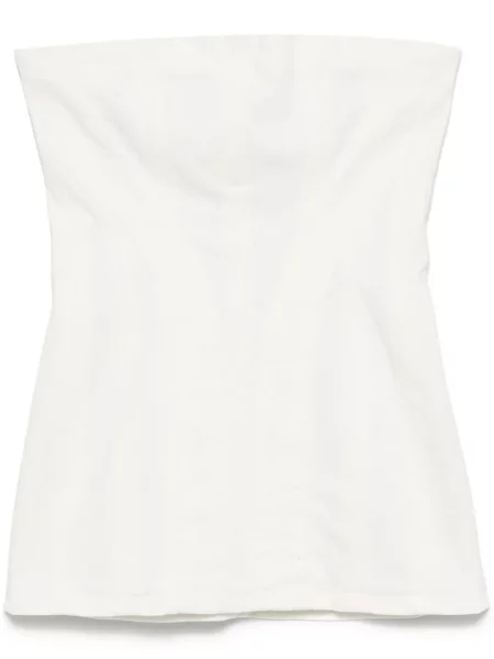 Mała sukienka jeansowa Monot bez ramiączek garniturowa biała