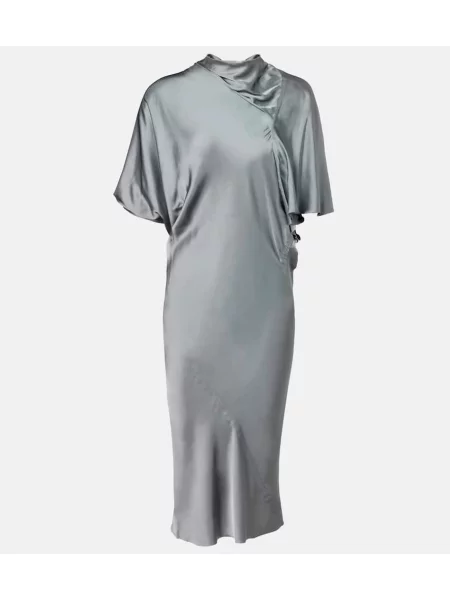 Rochie midi Rick Owens din satin până la genunchi de costum gri