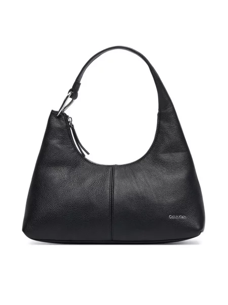 Calvin Klein Torebka Slouchy Leather Shoulder Bag czarny