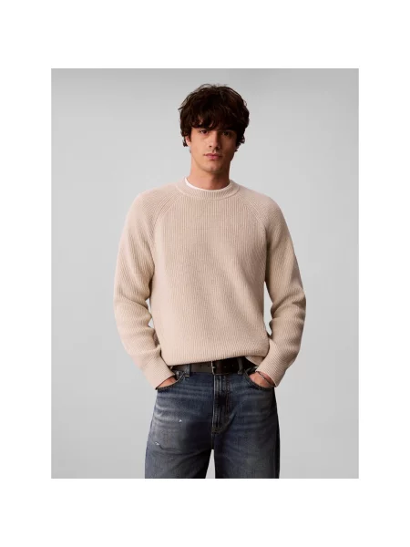 Vlnená mikina Calvin Klein Jeans béžová