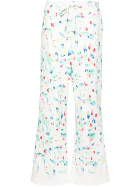 Pantaloni Marni cu model floral cu imagine alb