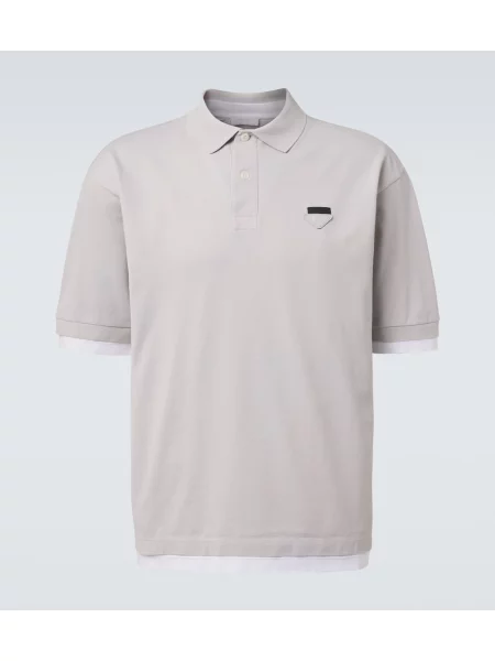 Tricou polo Prada gri