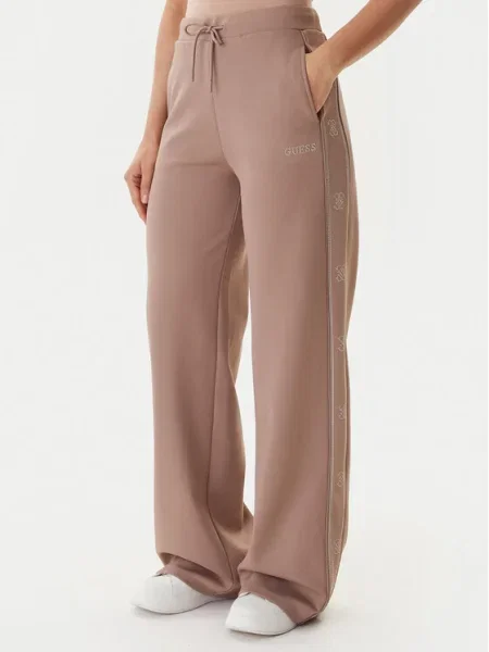 Guess Долнище анцуг Wide Leg бежов