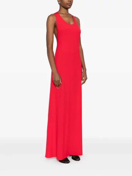 Rochie maxi Medeea fără mâneci de costum roșu