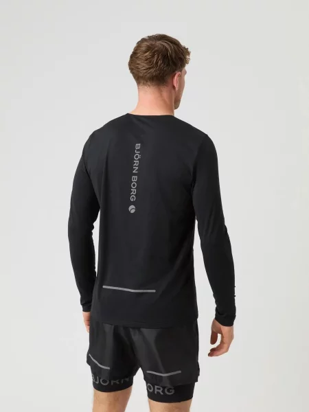 Bjorn_borg BORG RUNNING FEATHER LONG SLEEVE T-SHIRT BLACK BEAUTY czarna