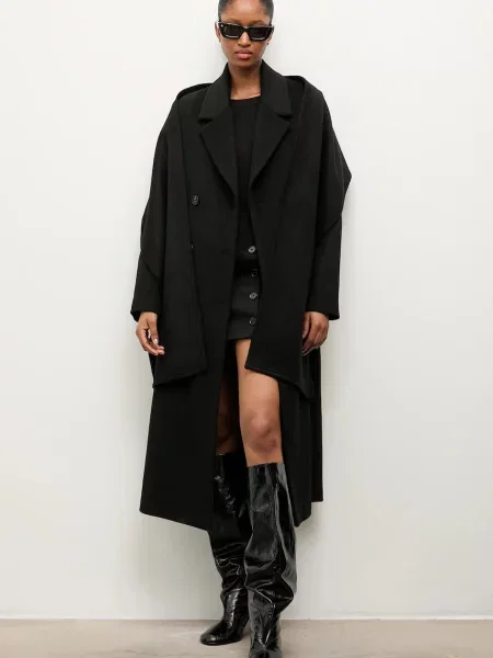 Шерстяное пальто Answear.lab черное