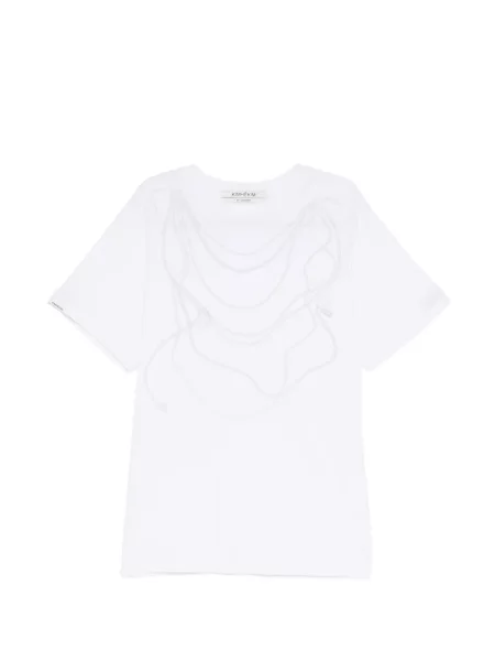 Tricou Kimhēkim cu perle alb
