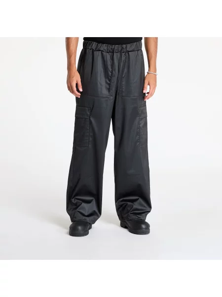 Панталон Rains Cargo Rain Pants Wide W3 с широка каройка с висока талия черно