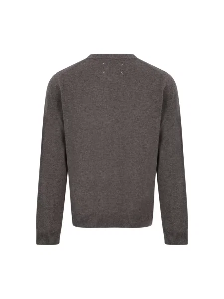 Sweter Maison Margiela z dekoltem w serek wełniany brązowy