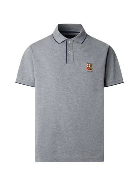 Tricou polo Hackett London cu broderie gri