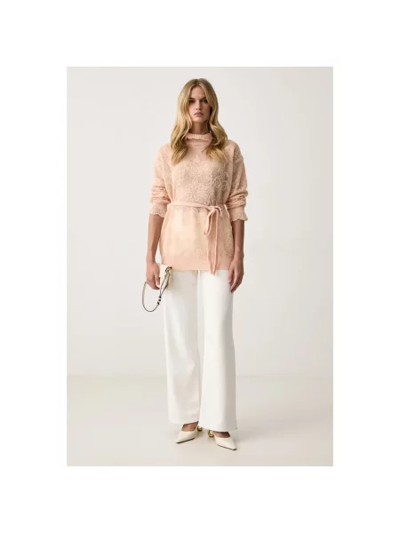 Sweter z golfem Twinset z alpaki pomarańczowy