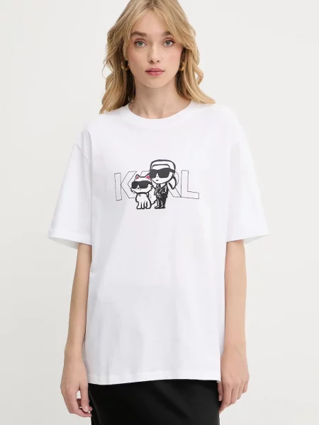 Тениска Karl Lagerfeld IKON дамска бяло