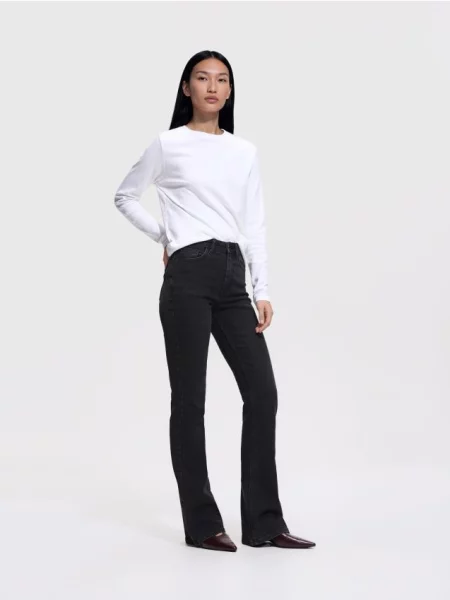 Reserved Blugi flare cu talie înaltă negru