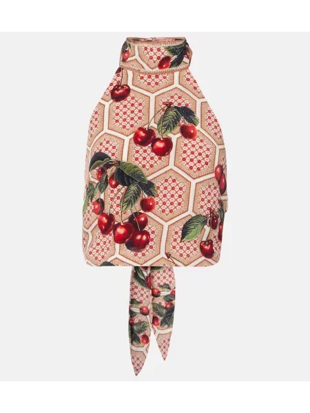 Top Camilla de mătase cu imagine roșu