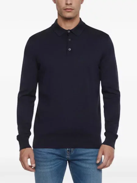 Lung tricou polo Zegna albastru