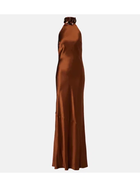 Rochie de satin Rebecca Vallance din satin maro