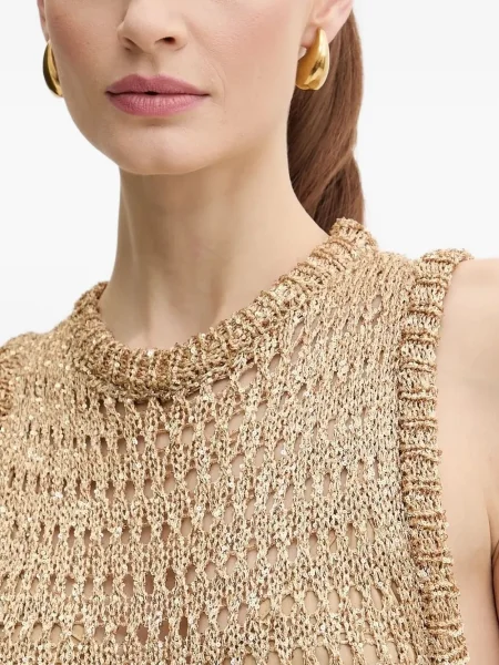 Rochie fără mâneci Simona Corsellini fără mâneci tricotate de costum maro