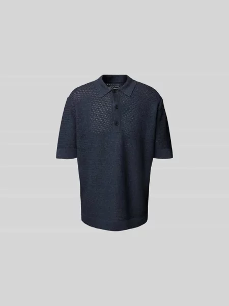 Koszulka polo o kroju relaxed fit z imitacji dzianiny Wood Wood niebieskie