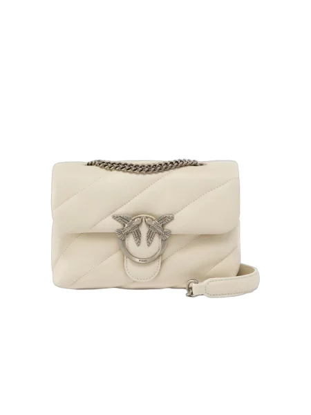 PINKO Kabelka Pinko Sac Rabat Love Puff Mini Cl Sheep Nappa Blanc' bílá