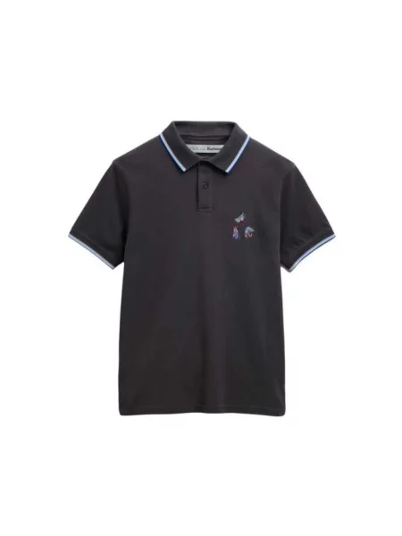 Koszulka polo Barbour w paski z paskiem niebieska