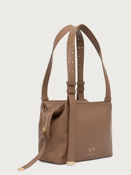 Armani Exchange kabelka dámska z imitácie kože béžová