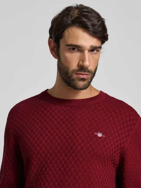 Regular Fit sweter dzianinowy z czystej bawełny Gant bordowy