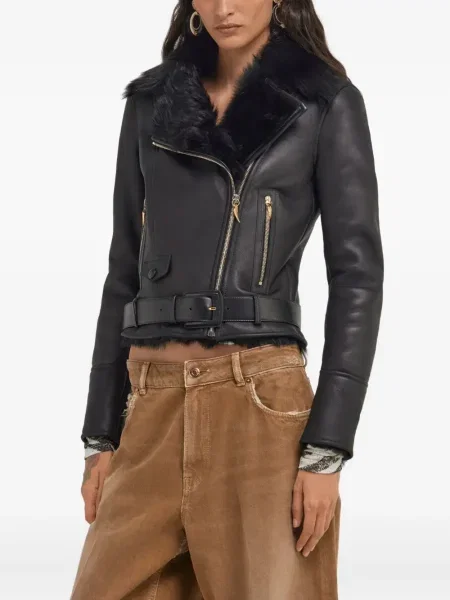 Geanta de piele Roberto Cavalli negru