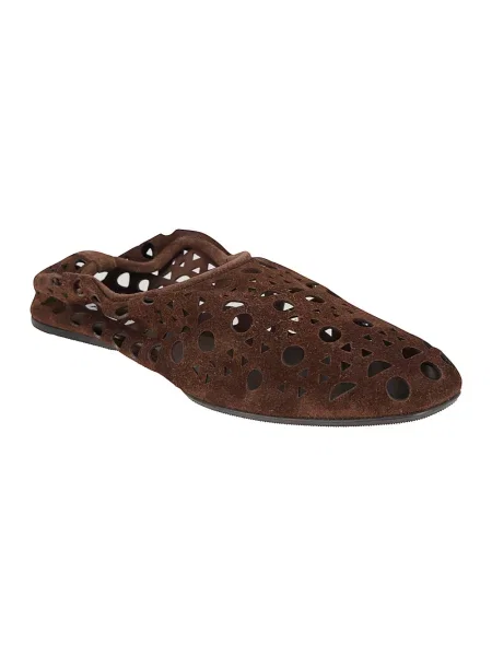 Klapki Alaïa skórzane brązowe