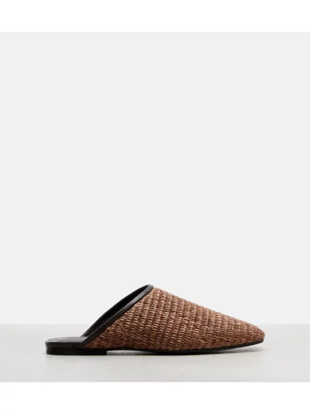 Papuci tip mules Brunello Cucinelli din piele maro