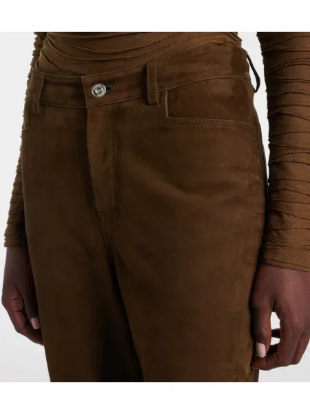 Pantaloni Proenza Schouler din piele de căprioară maro