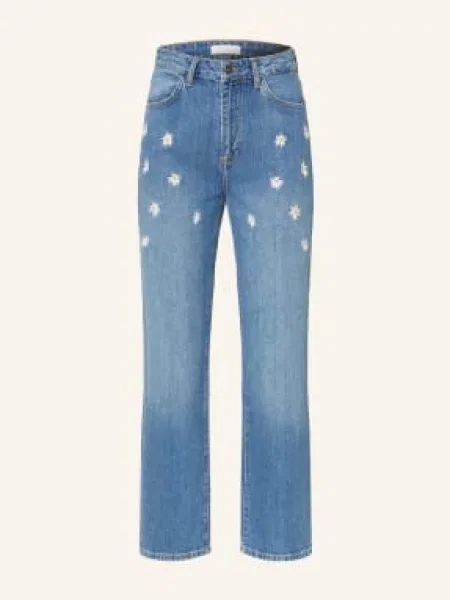 Rich & Royal Rovné Džíny S Výšivkami denim blue bílé