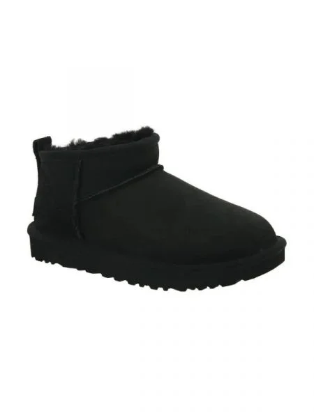 UGG De piele bocanci CLASSIC ultra mini cu adaos de lână negru