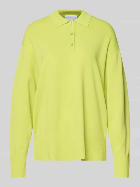 Dzianinowa koszulka polo w kroju wide fit Style Icon Collection żółte