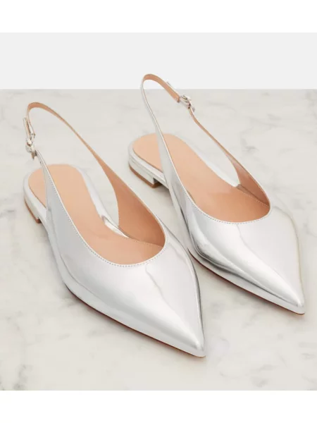 Balerini Gianvito Rossi din piele slingback argintiu