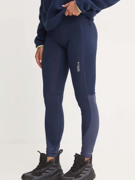 Columbia legginsy sportowe Cirque River granatowy gładkie