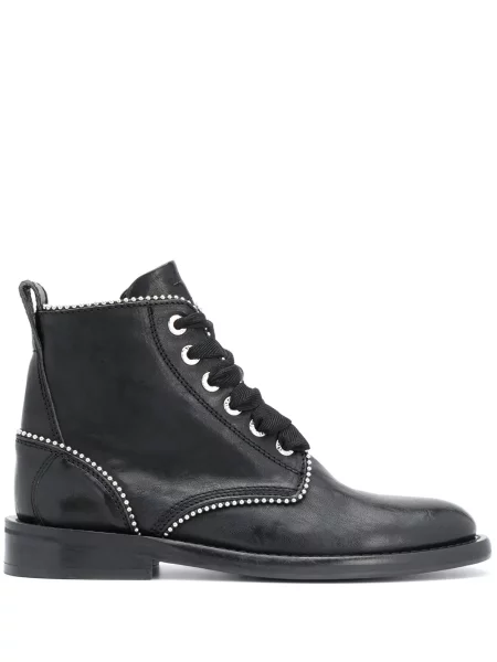 Botine Zadig&voltaire cu șireturi din piele cu tepi negru