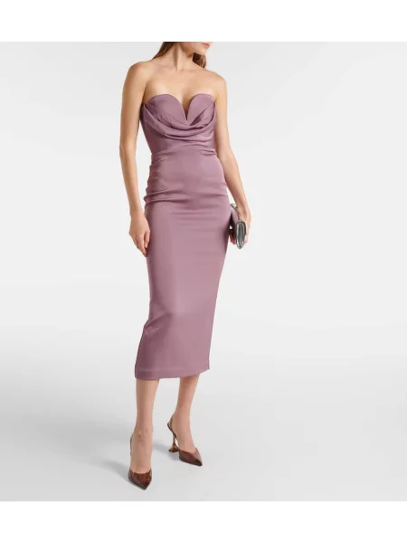 Rochie midi Alex Perry din satin fără bretele gri
