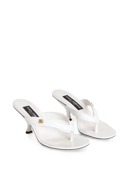 Kožené lakované kalhotky string Dolce & Gabbana bílé