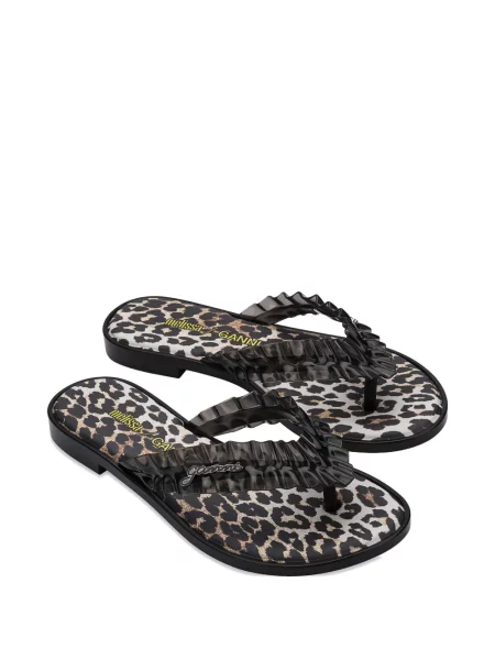 Șlapi Melissa cu imagine cu model leopard negru